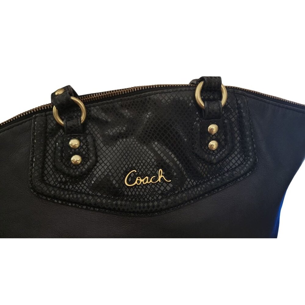 Coach Ashley Python Trim Purse Shoulder Bag Tote - Picture 2 of 14